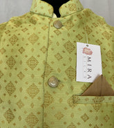 Off White Men's Kurta with pale green jacket - MIRASILKS Off White Men's Kurta with pale green jacket